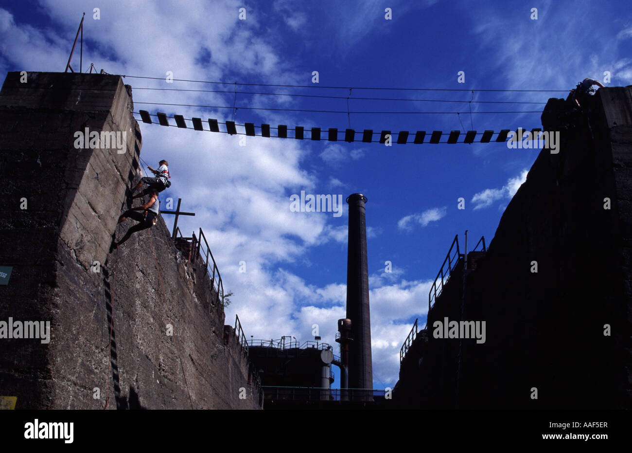 Former coke storage today climbing wall Duisburg Nord Stock Photo