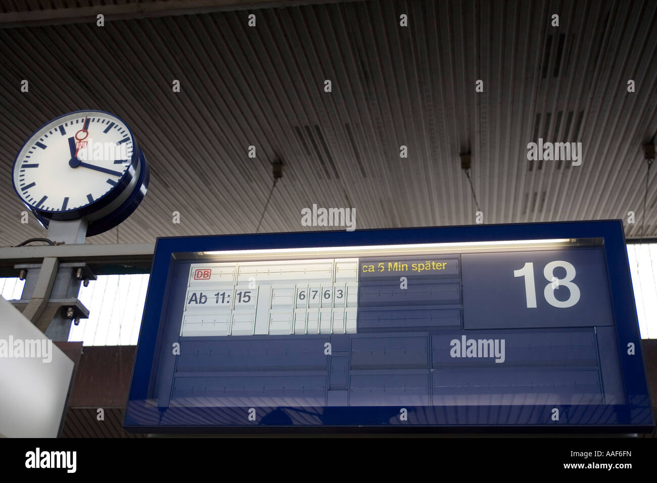 Train goes nowhere but definitely it s 5 Minutes late Stock Photo