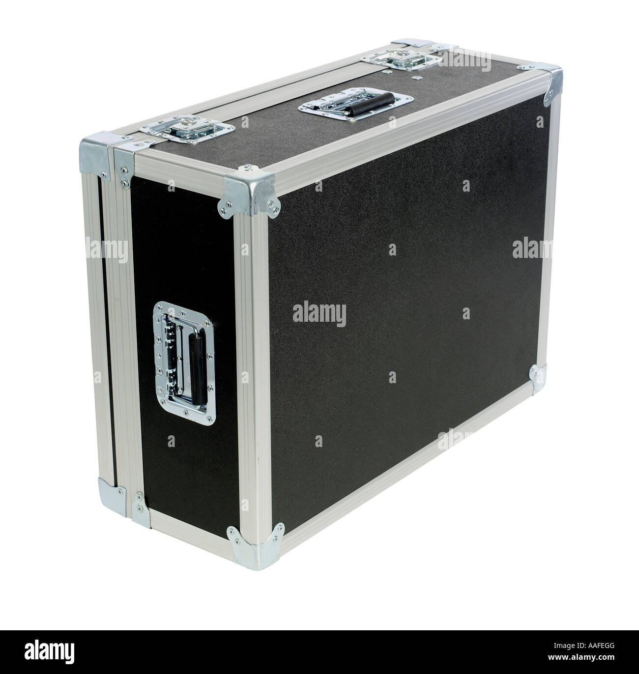 Black silver heavy duty travel case handle lock Stock Photo Alamy