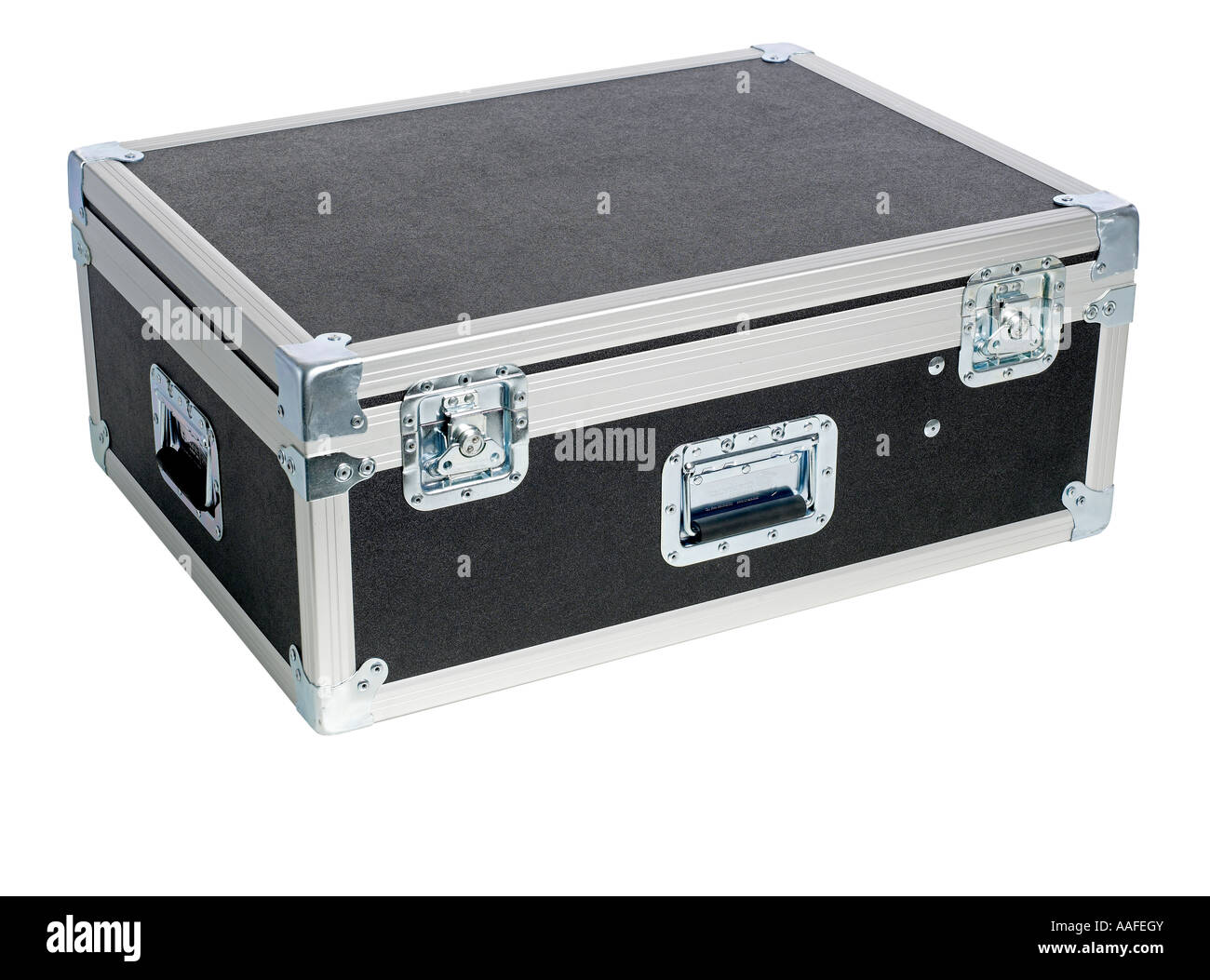 Black silver heavy duty travel case handle lock Stock Photo Alamy