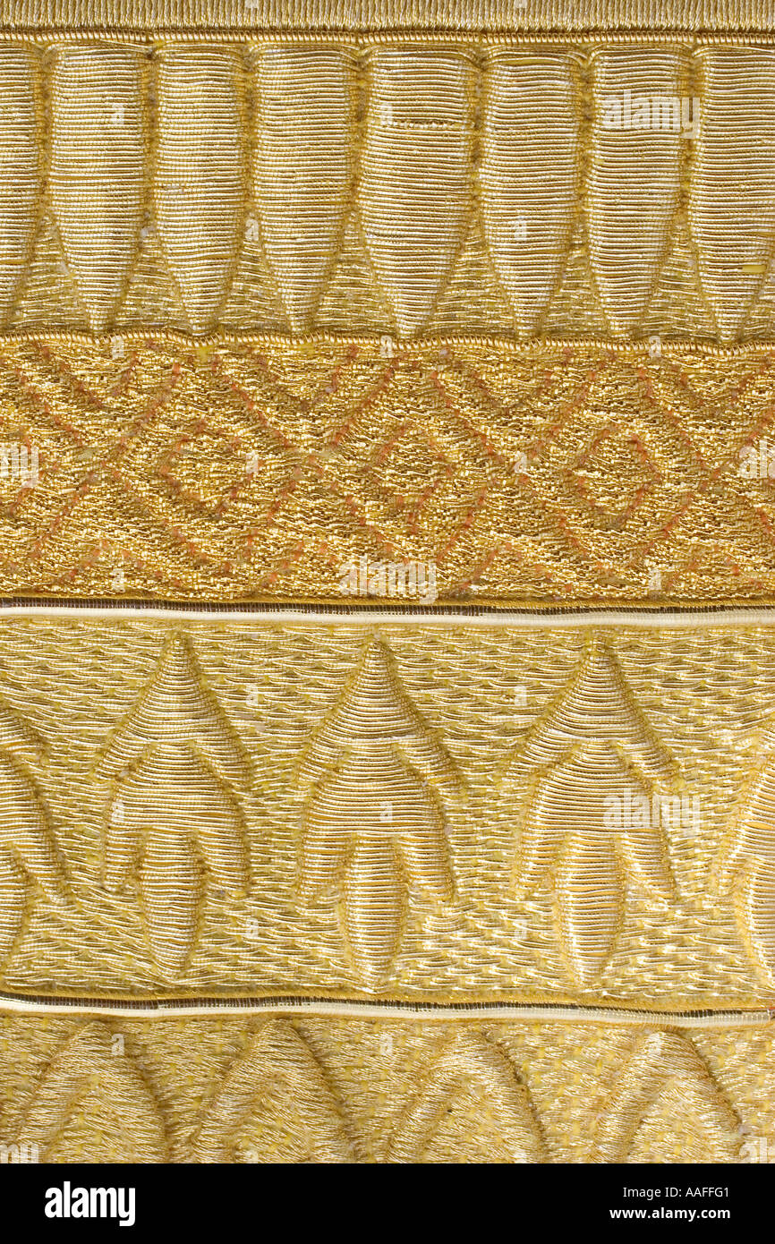 detail of embroidery with thread of gold Stock Photo - Alamy