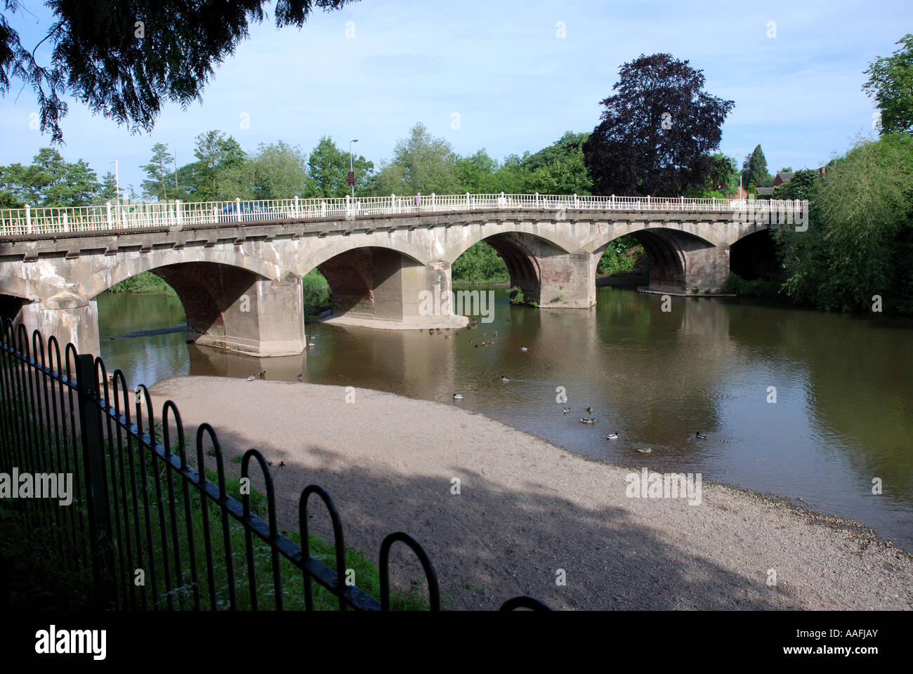 River Teme and bridge, Tenbury Wells, Worcestershire, England, UK Stock