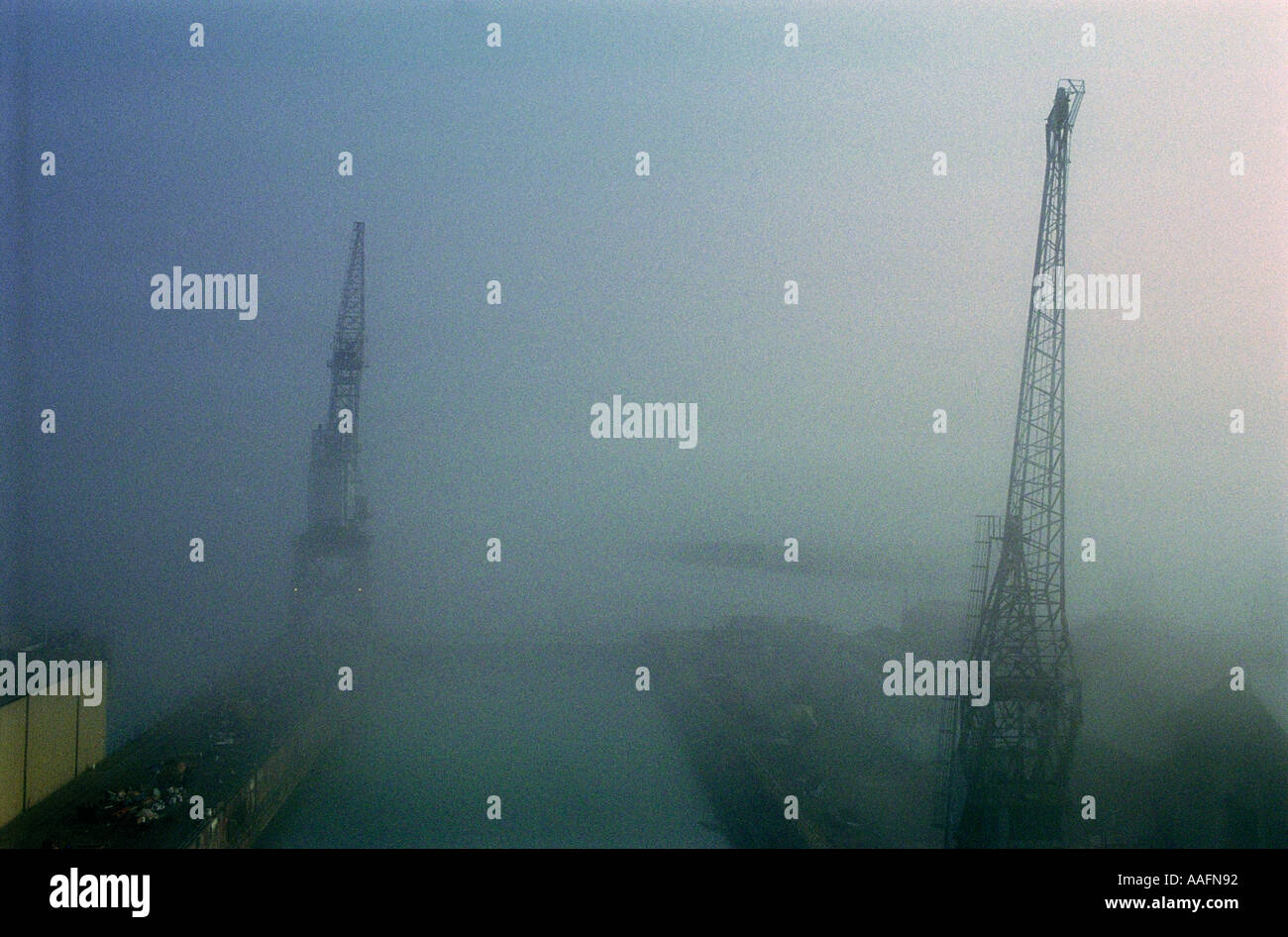 A shot of falmouth docks in the mist the 3rd deepest natural harbour in the world Stock Photo