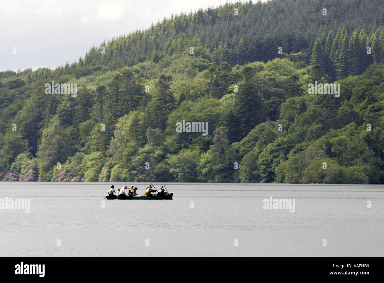 young people boating on castlewellan lake county down northern ireland Stock Photo