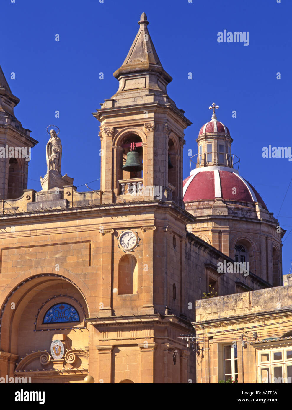 Marsaxlokk, Malta. Church dome and Clock tower Stock Photo Alamy