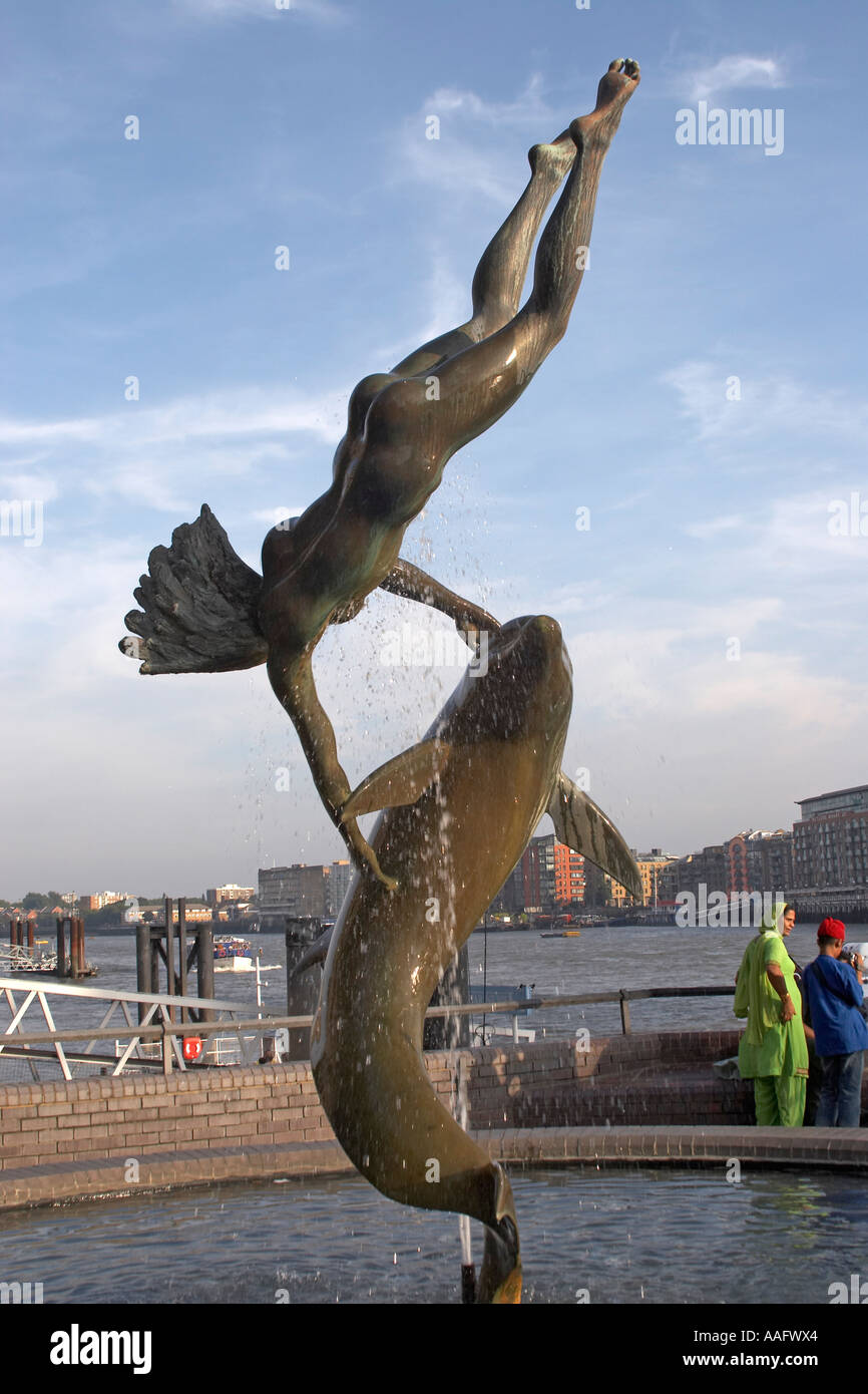 Girl With A Dolphin Bronze Sculpture By David Wynne 1973 By River 