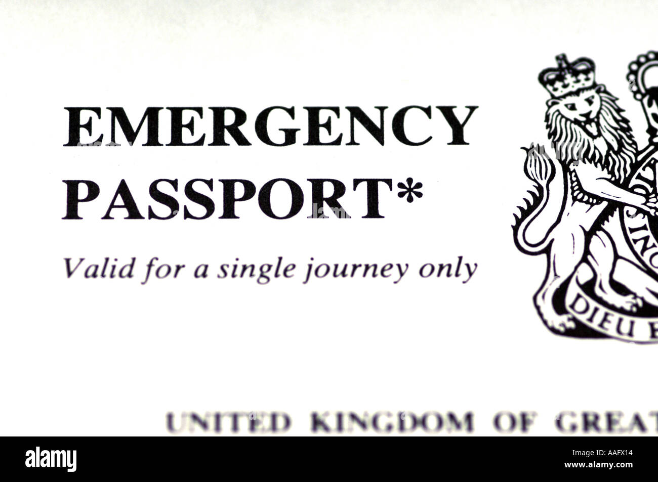 Emergency Passport British Seal Stamp Official Uk United Kingdom Stock