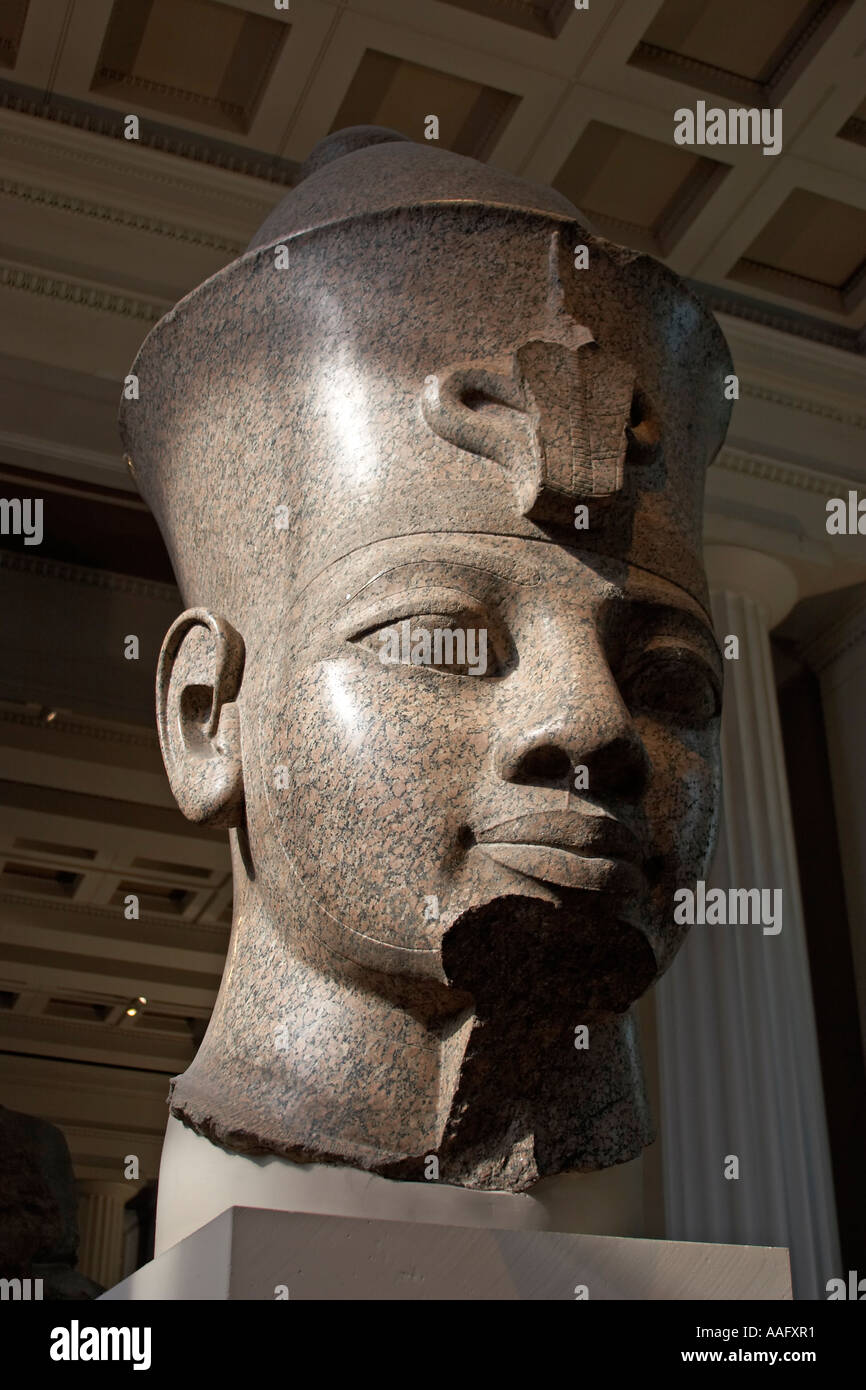 Red granite head of a ancient Egyptian King about 1390 BC historic item ...