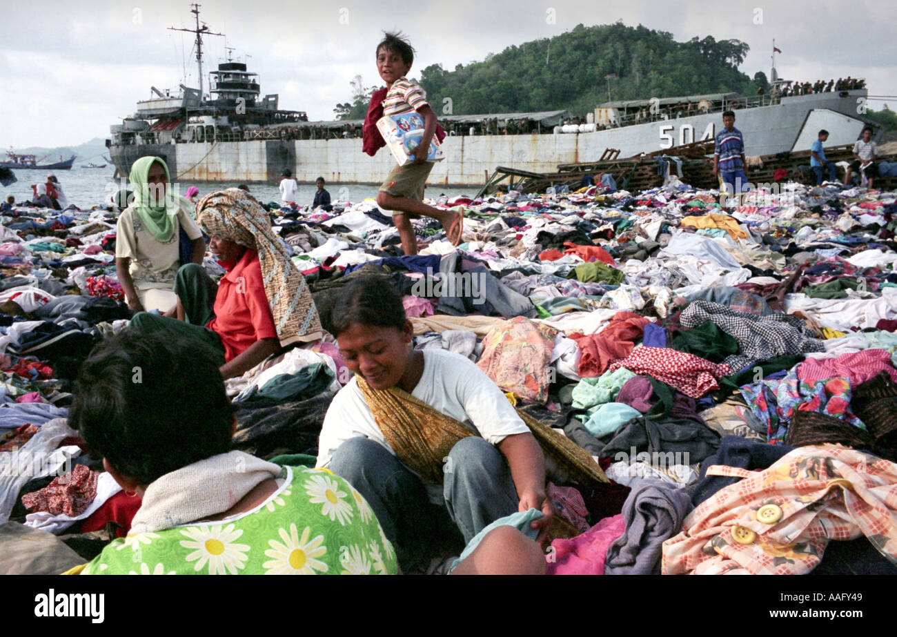Aftermath of the boxing day tsunami, Banda Aceh, Sumatra, Indonesia 2004. Stock Photo