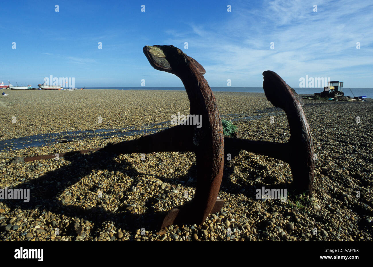 Anchors At Aldeburgh beach in Suffolk Uk Stock Photo