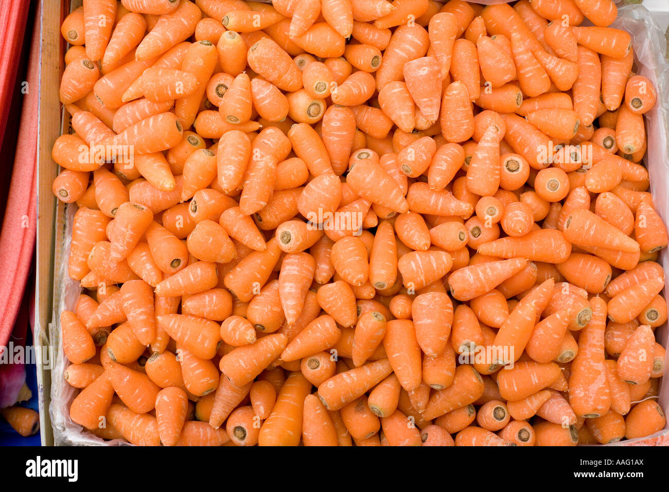Carrots for sale in a Borough market, London Stock Photo