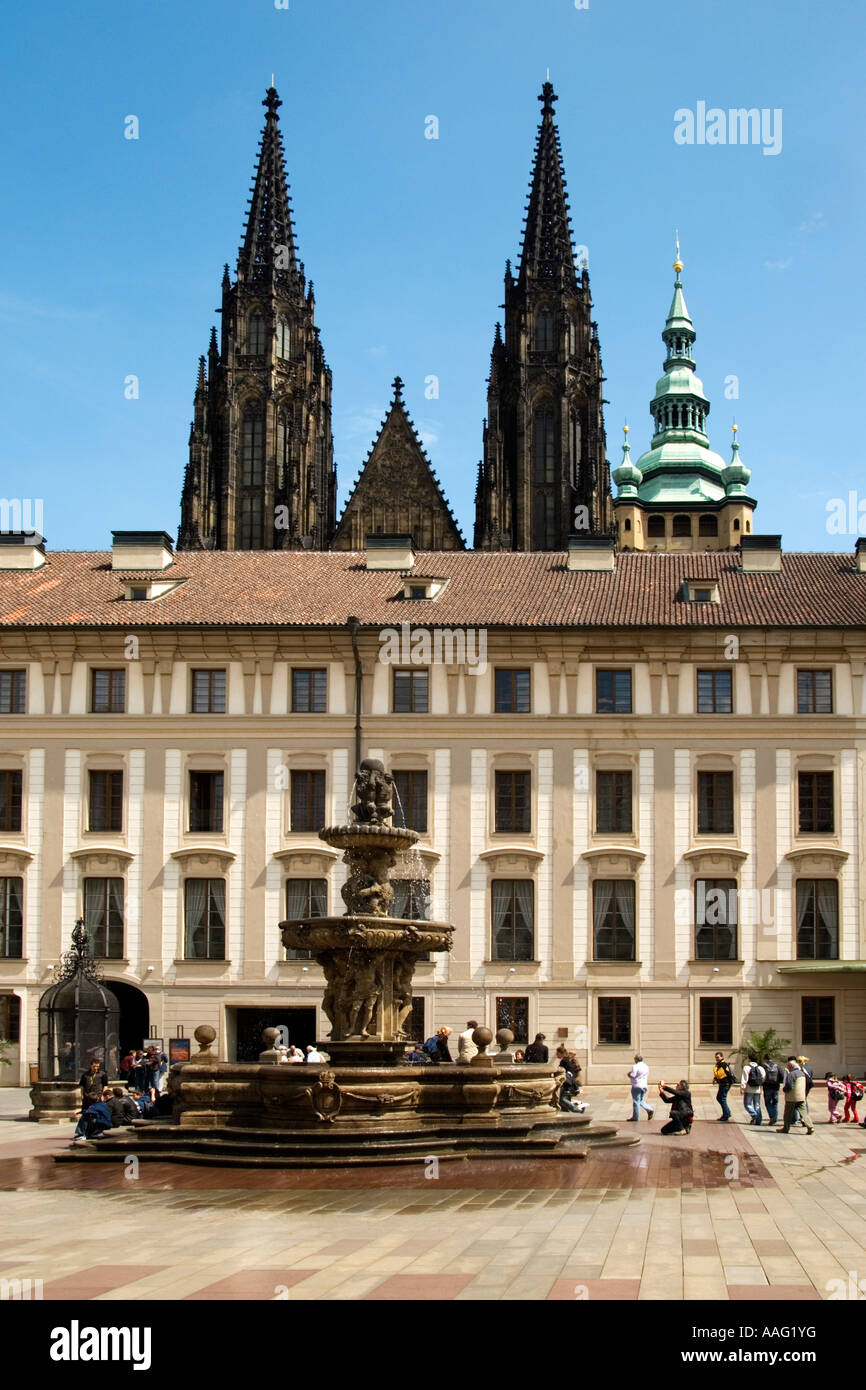 Second courtyard, Prague Castle, Prague, Czech Republic. St Vitus’s