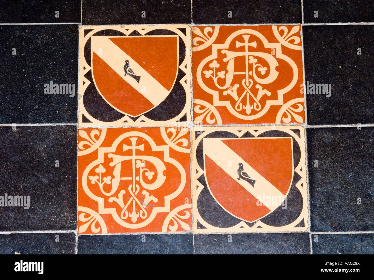 Floor tiles in the hall of the Grange, Ramsgate, home of the famous Victorian architect A. W. Pugin Stock Photo