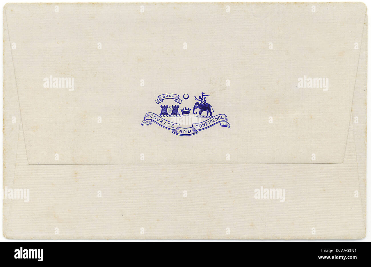 DDR78435 Royal Envelop with Coat of Arms Early 20th century Kutch Gujarat India Stock Photo