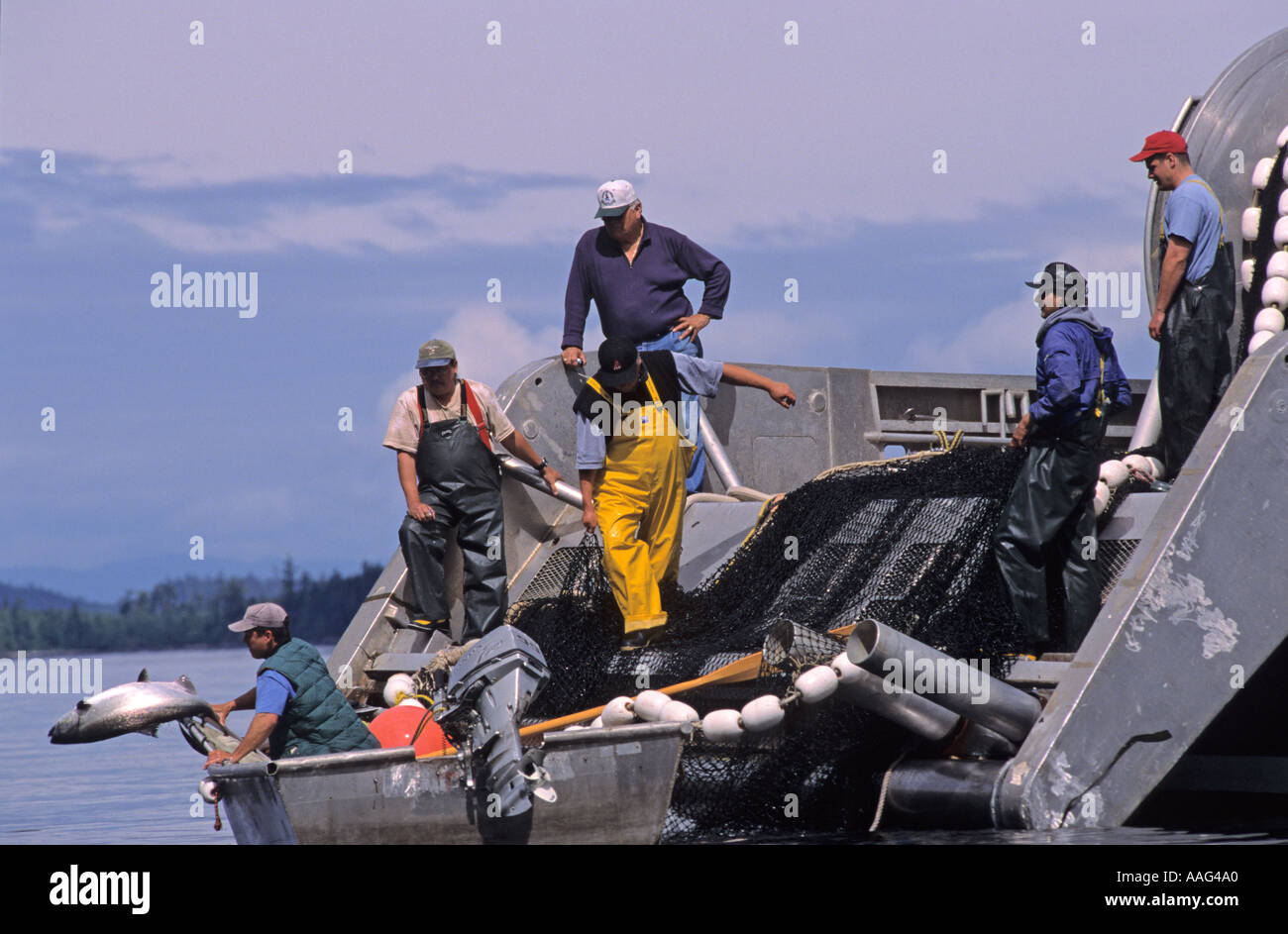 Salmon fishing boat Johnstone Strait BC Canada. returning large chinook