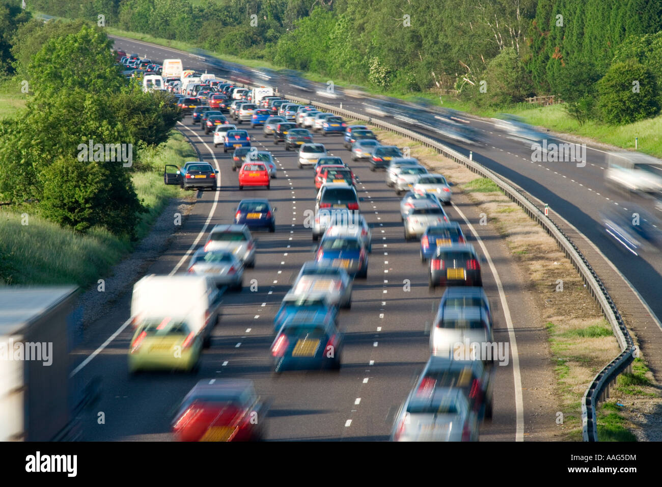 Traffic jam on dual carriageway A3 Surrey UK Stock Photo