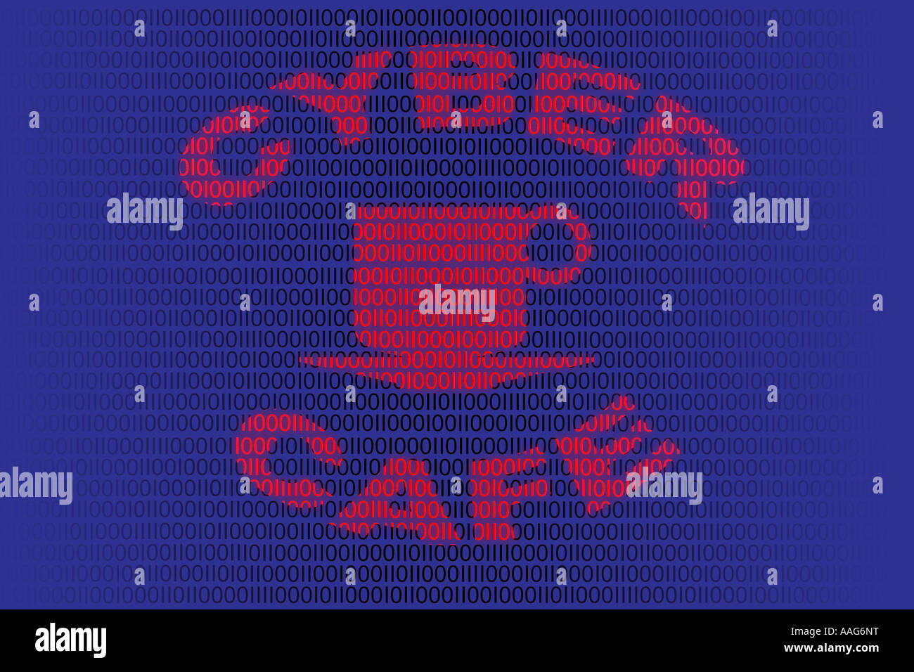 Cyber cafe sign in binary code Stock Photo