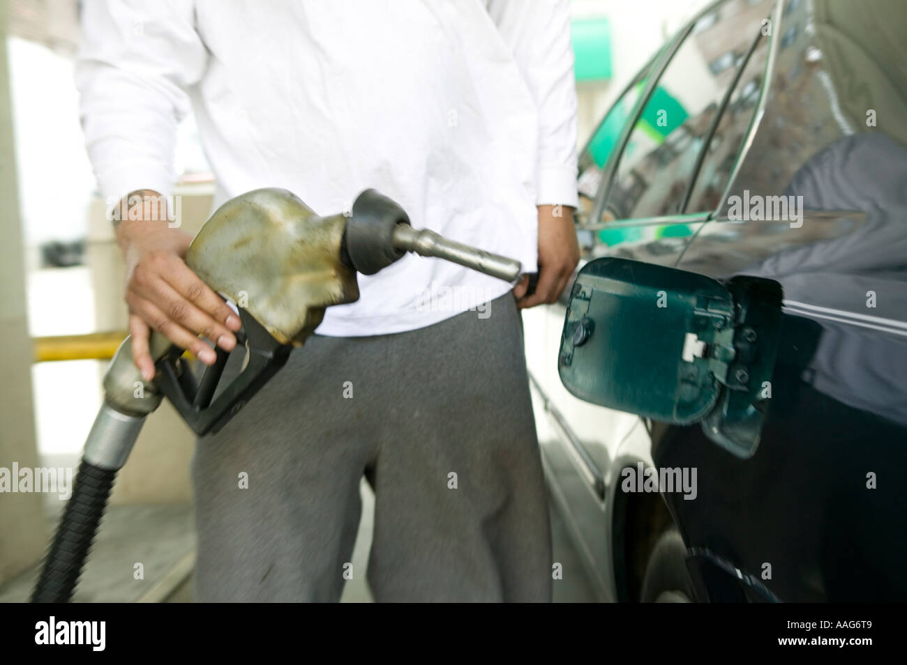 Filling up the car at a gas station in Harlem New York City USA April ...