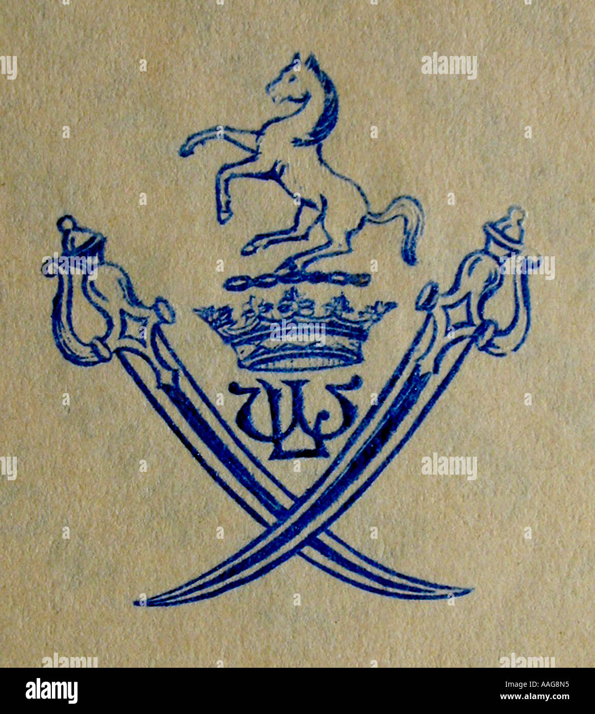 DDR78381 Coat of Arms Early 20th century Morvi or Morbi State Saurashtra Gujarat India Stock Photo