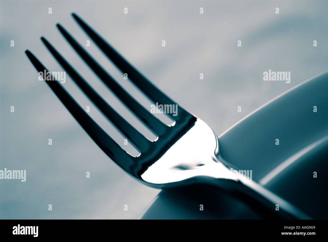 Fork on plate Stock Photo Alamy