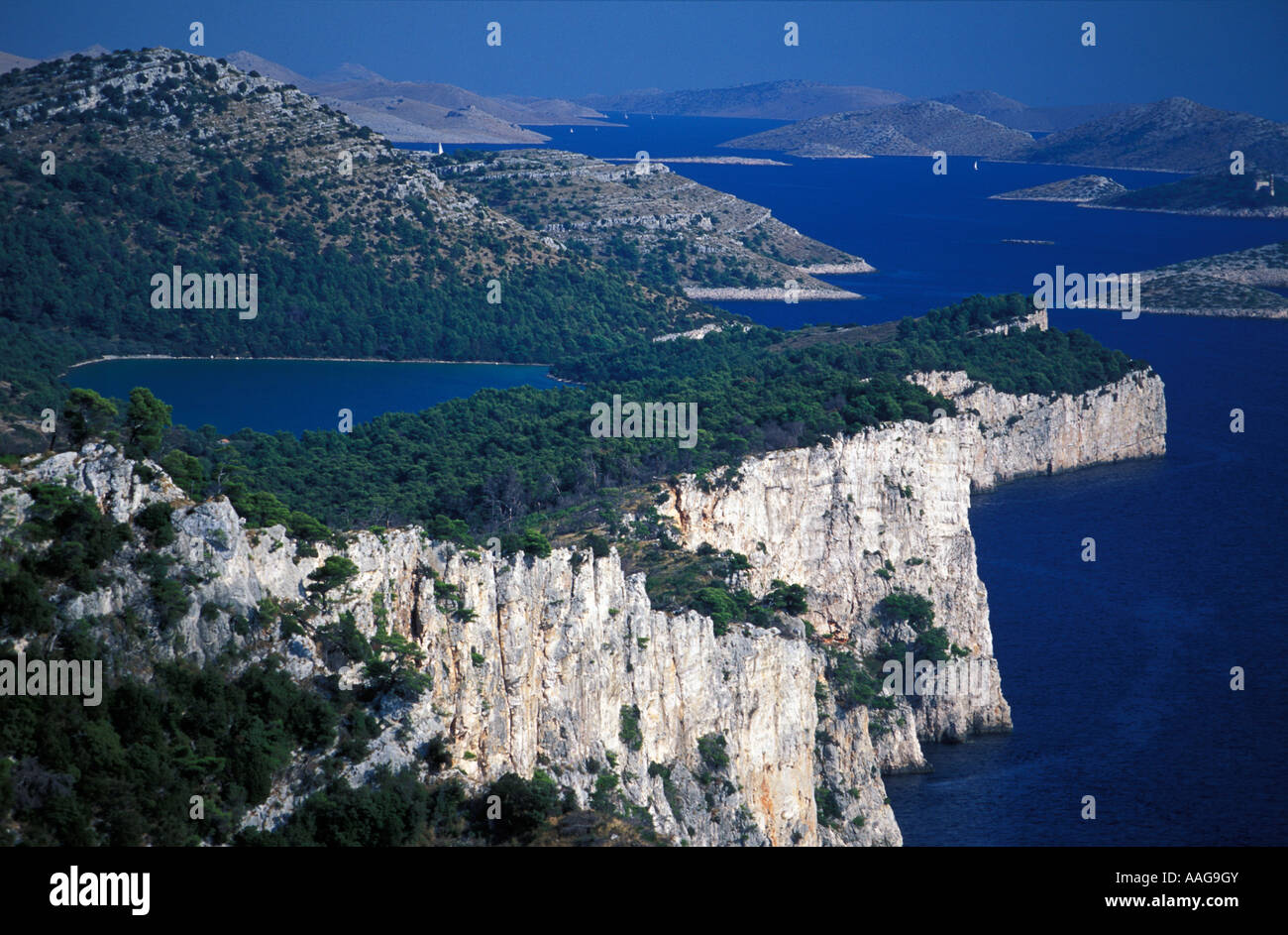 Mariner Siege vare Telascica Bay Nature Park with Lake Mir Kornati National Park in background  Dugi Otok Dalmatia Croatia Stock Photo - Alamy