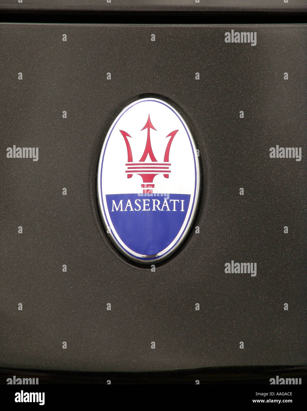 Maserati car logo UK 2004 Stock Photo Alamy