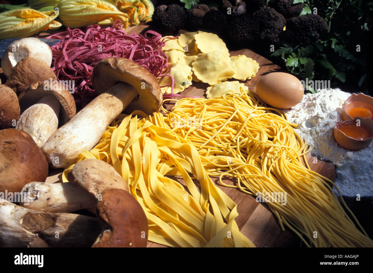 Several Italian food Salo Lake Garda Lombardy Italy Stock Photo