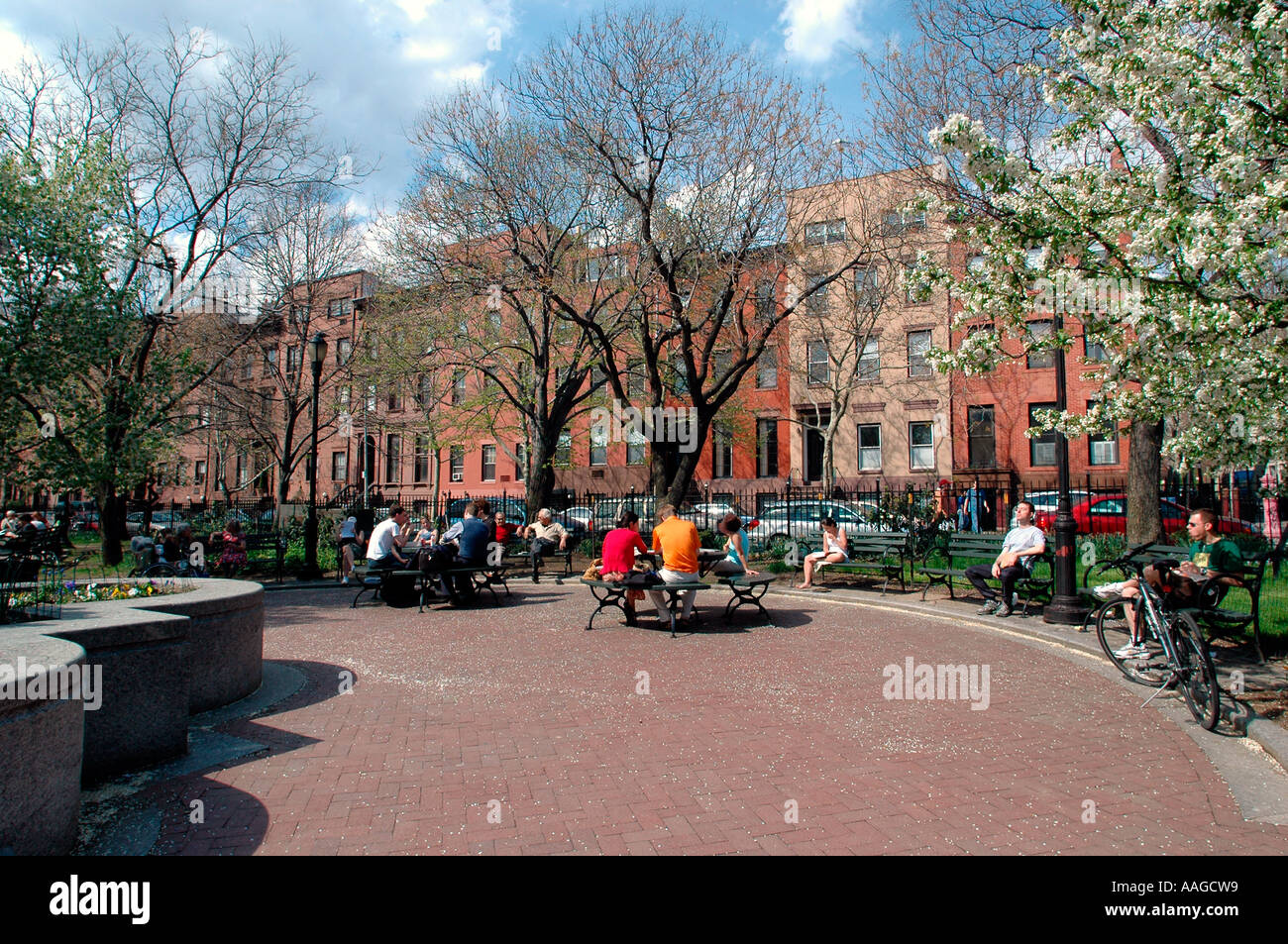Cobble Park in the brownstone Cobble Hill neighborhood of Brooklyn