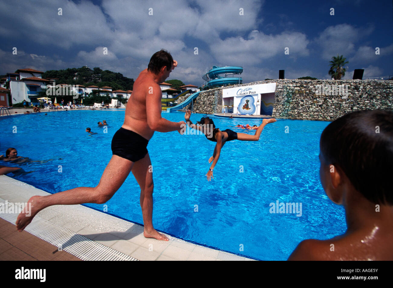 Pool area of Hotel Turtle s Marco Polo Kemer Antalya Turkish Riviera Turkey  Stock Photo - Alamy