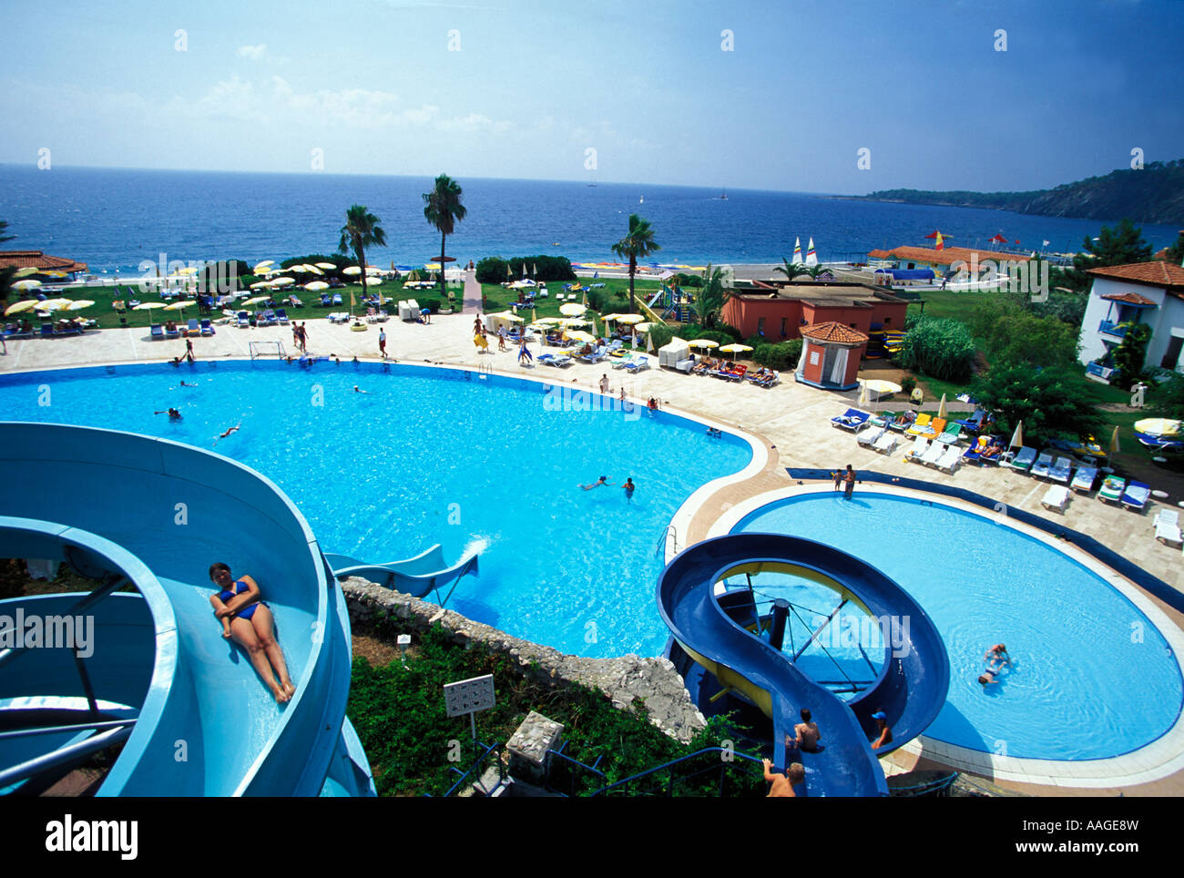 Pool area of Hotel Turtle s Marco Polo Kemer Antalya Turkish Riviera Turkey  Stock Photo - Alamy