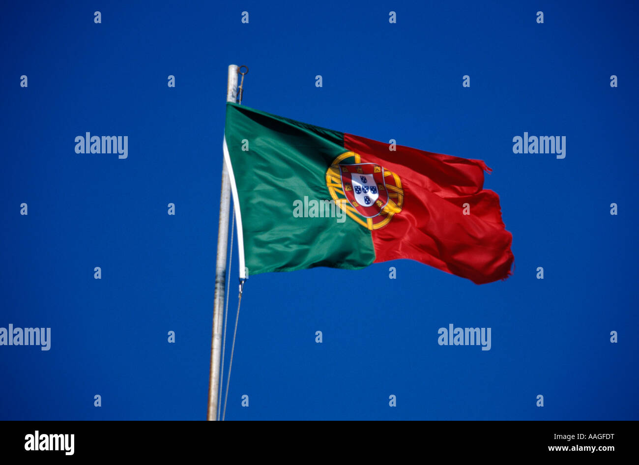 Portuguese flag Vila do Infante Sagres Algarve Portugal Stock Photo