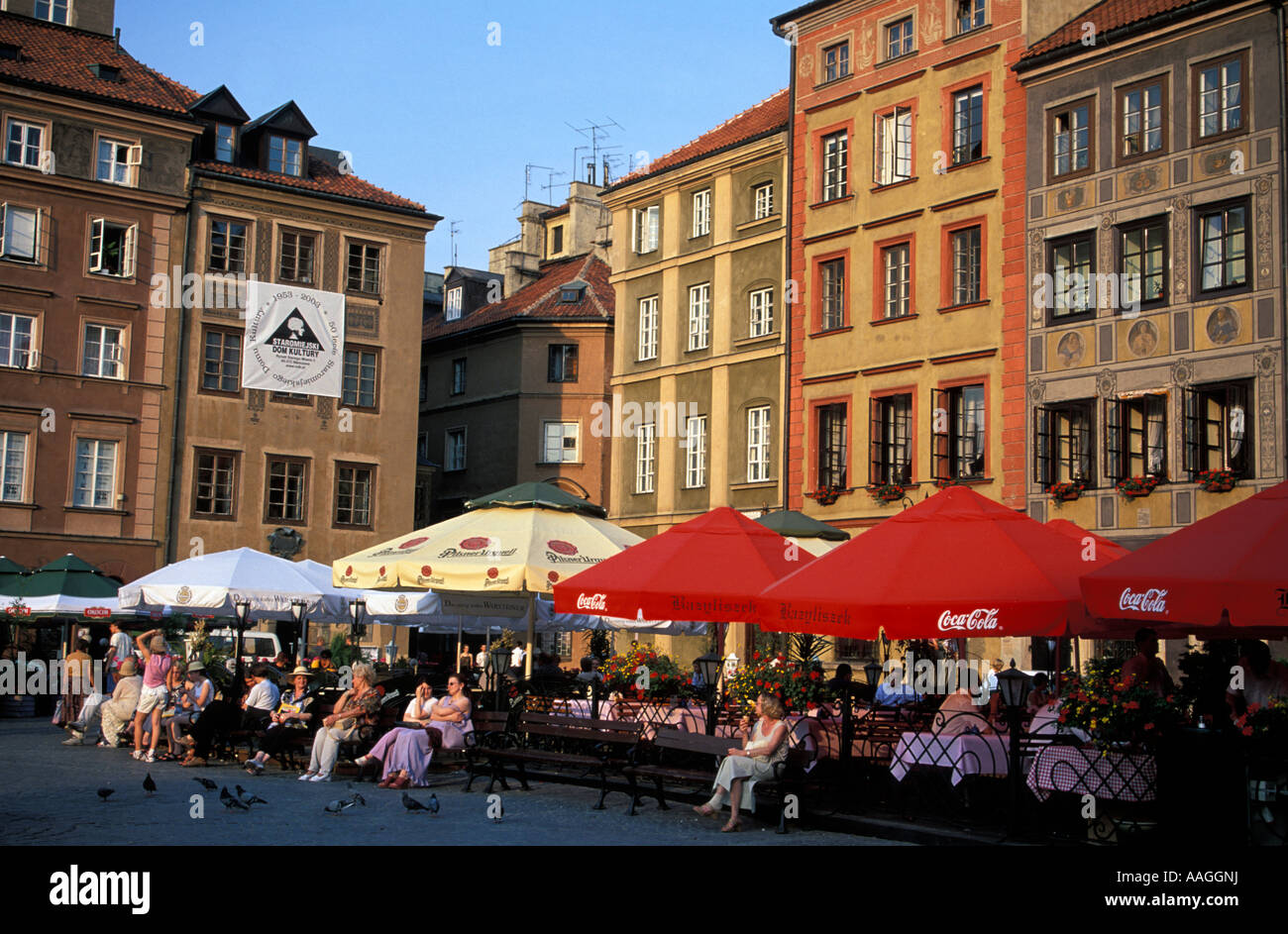 Restaurants at Old Town Market Castle Sice Warsaw Masovian Poland Stock Photo