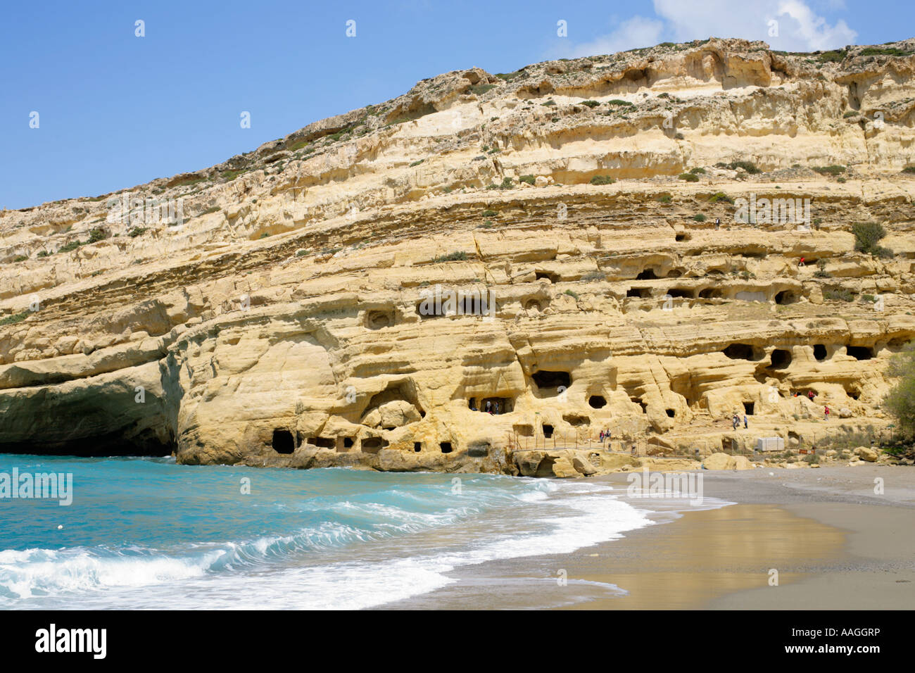 limestone caves near Matala on the Greek Island of Crete Stock Photo