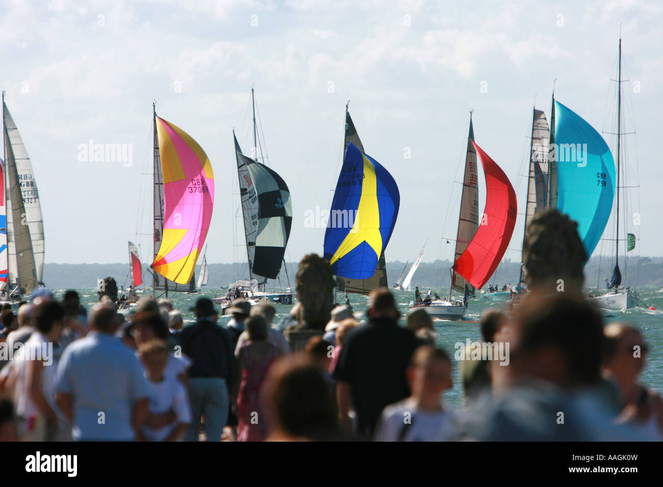 Sailing on the Solent at Cowes Week, Isle of Wight Stock Photo