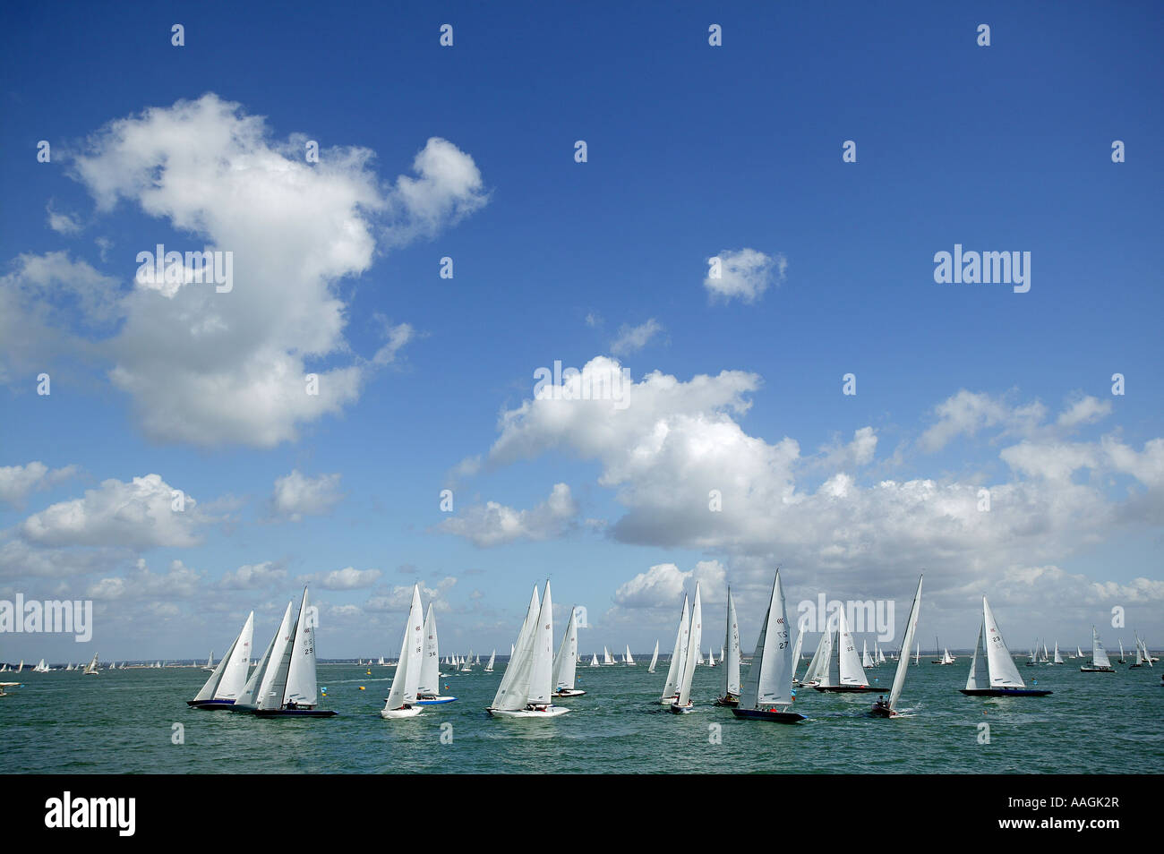 Sailing on the Solent at Cowes Week, Isle of Wight Stock Photo