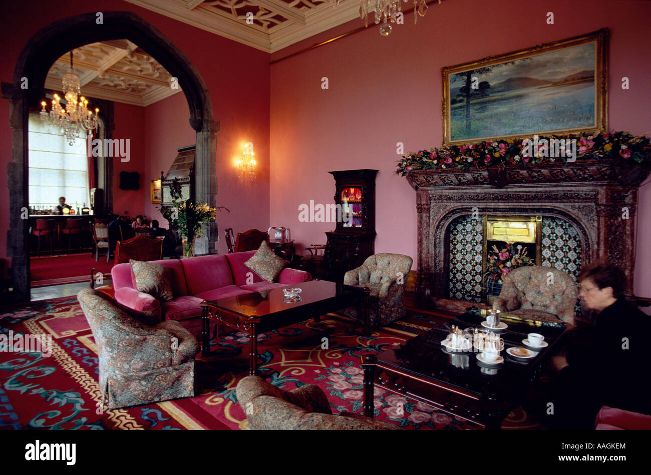 Interior view of the salon of the Adare Manor Hotel Ardare County