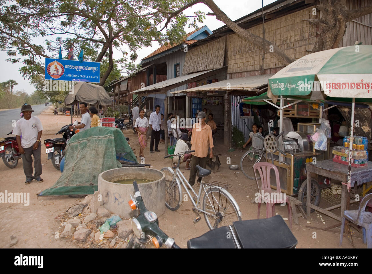 Village shops near Phnom Penh Cambodia Stock Photo Alamy