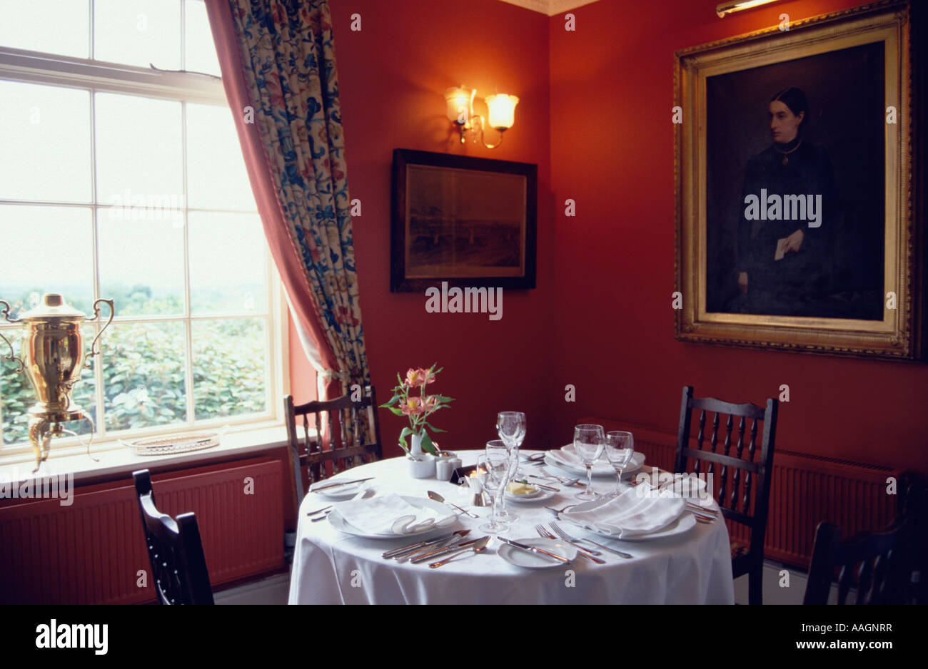 Table set for dining at Gregans Castle Hotel Ballyvaughan County Clare Ireland Stock Photo