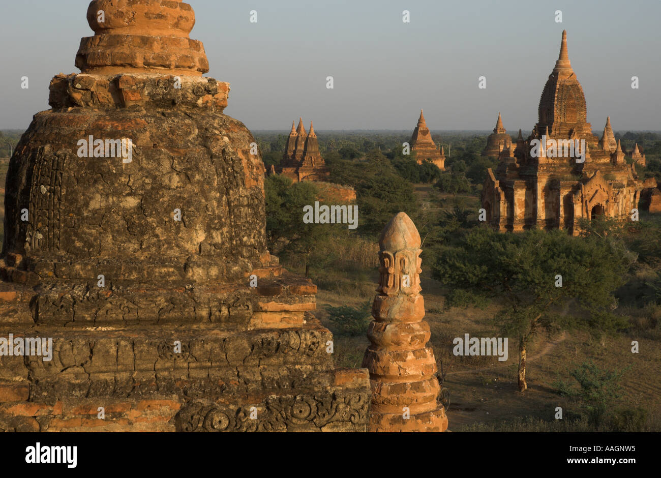 Myanmar Burma Bagan archeological zone more than 4000 temples in a bend of the Ayeyarwady river Minnanthu village area view from Stock Photo