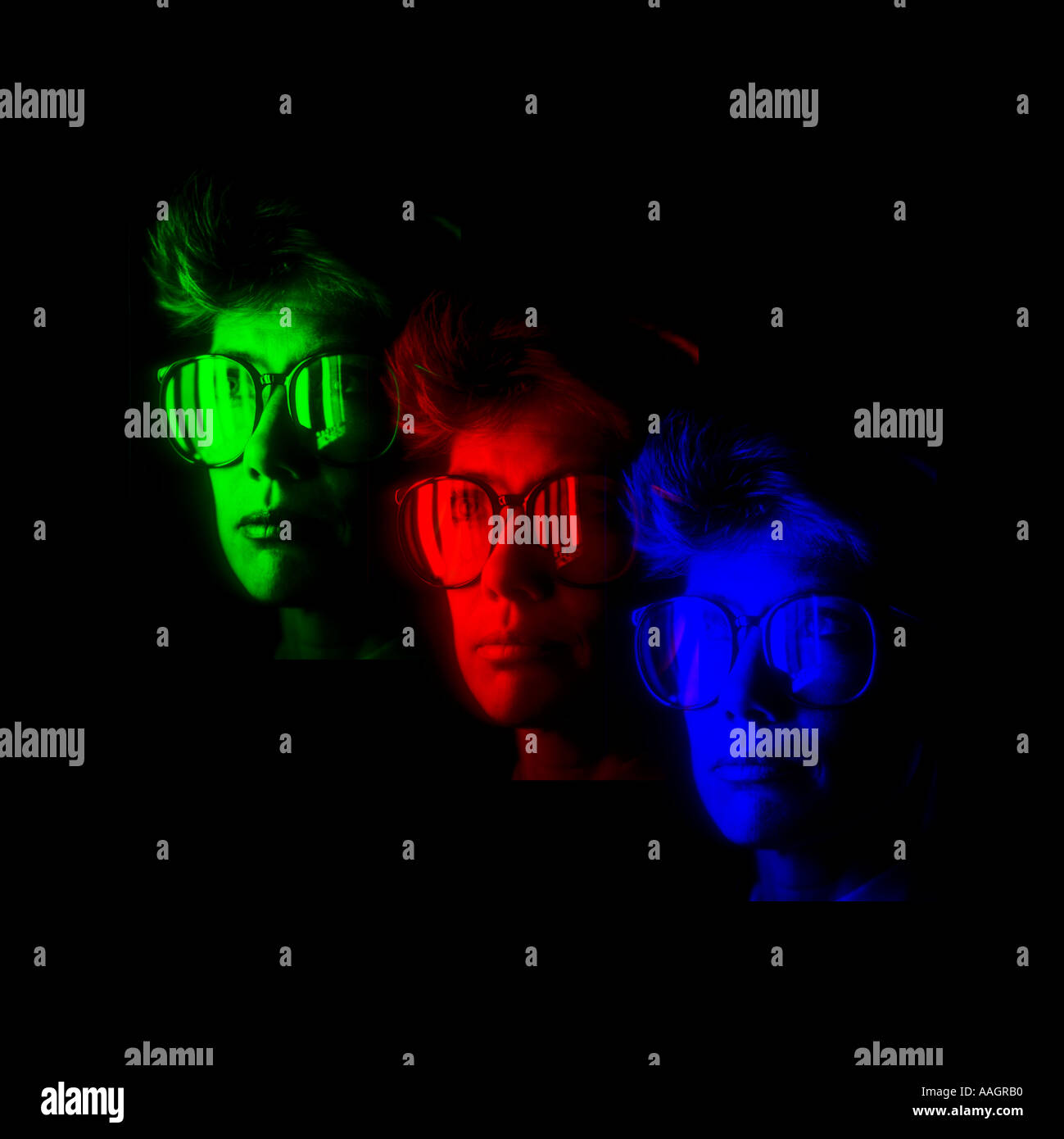 abstract view of female head in red green blue Stock Photo