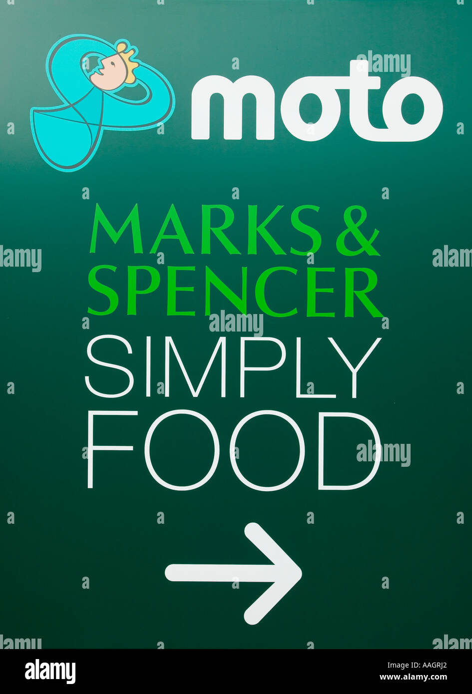 Marks and Spencers sign at a Motorway service station on the M6, UK Stock Photo
