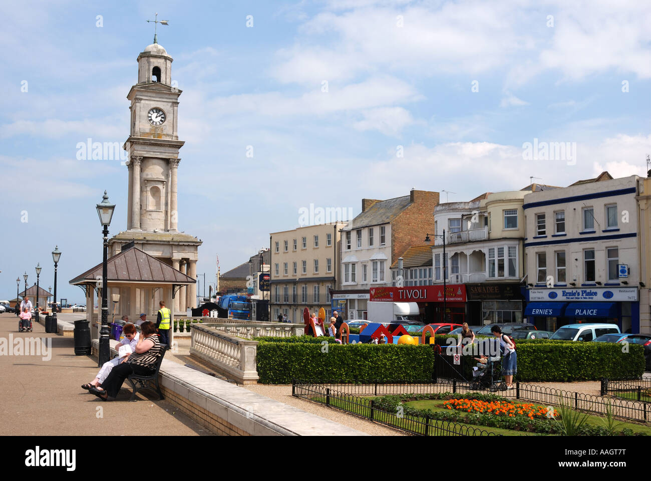 the clock tower on Herne Bay seafront kent england Stock Photo