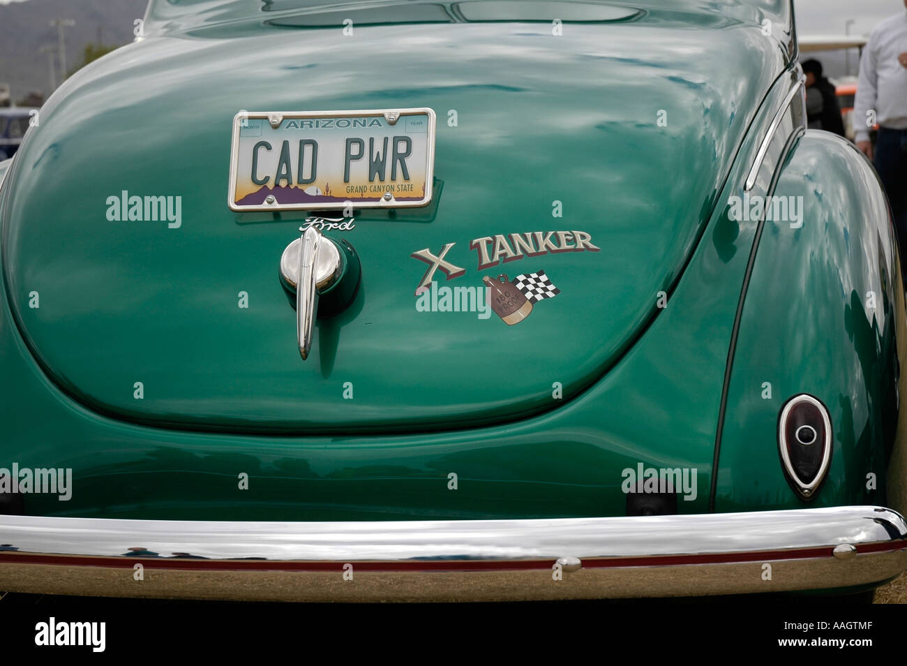 The rear end of an old Ford. Stock Photo