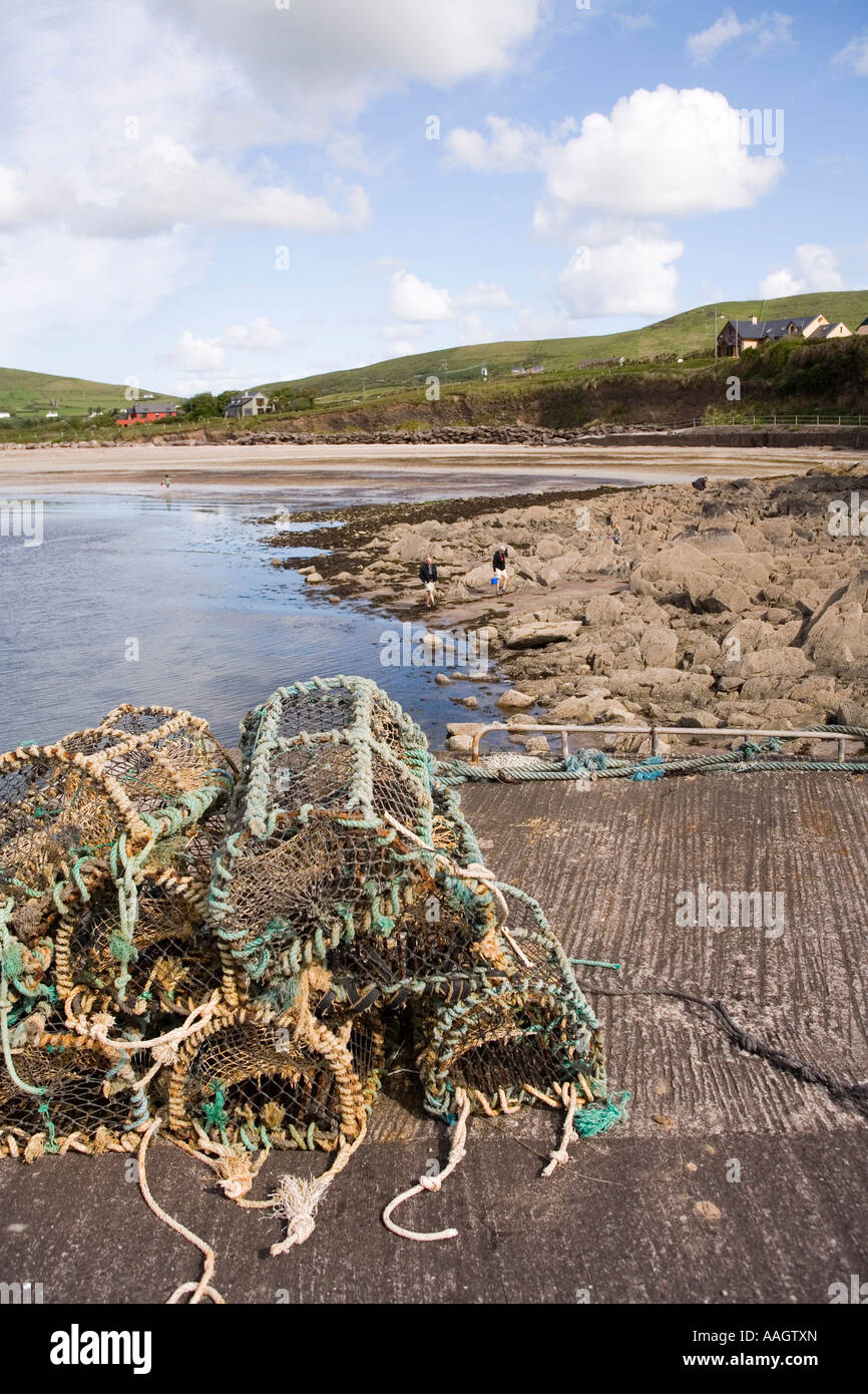 Ireland County Kerry Dingle Peninsula Ventry lobster pots on the jetty Stock Photo