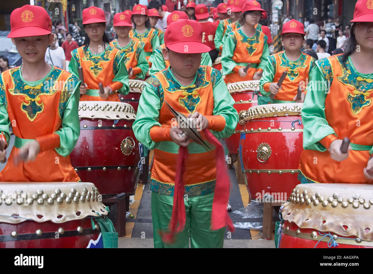 Children Playing Drums In Drum Band Stock Photo Alamy