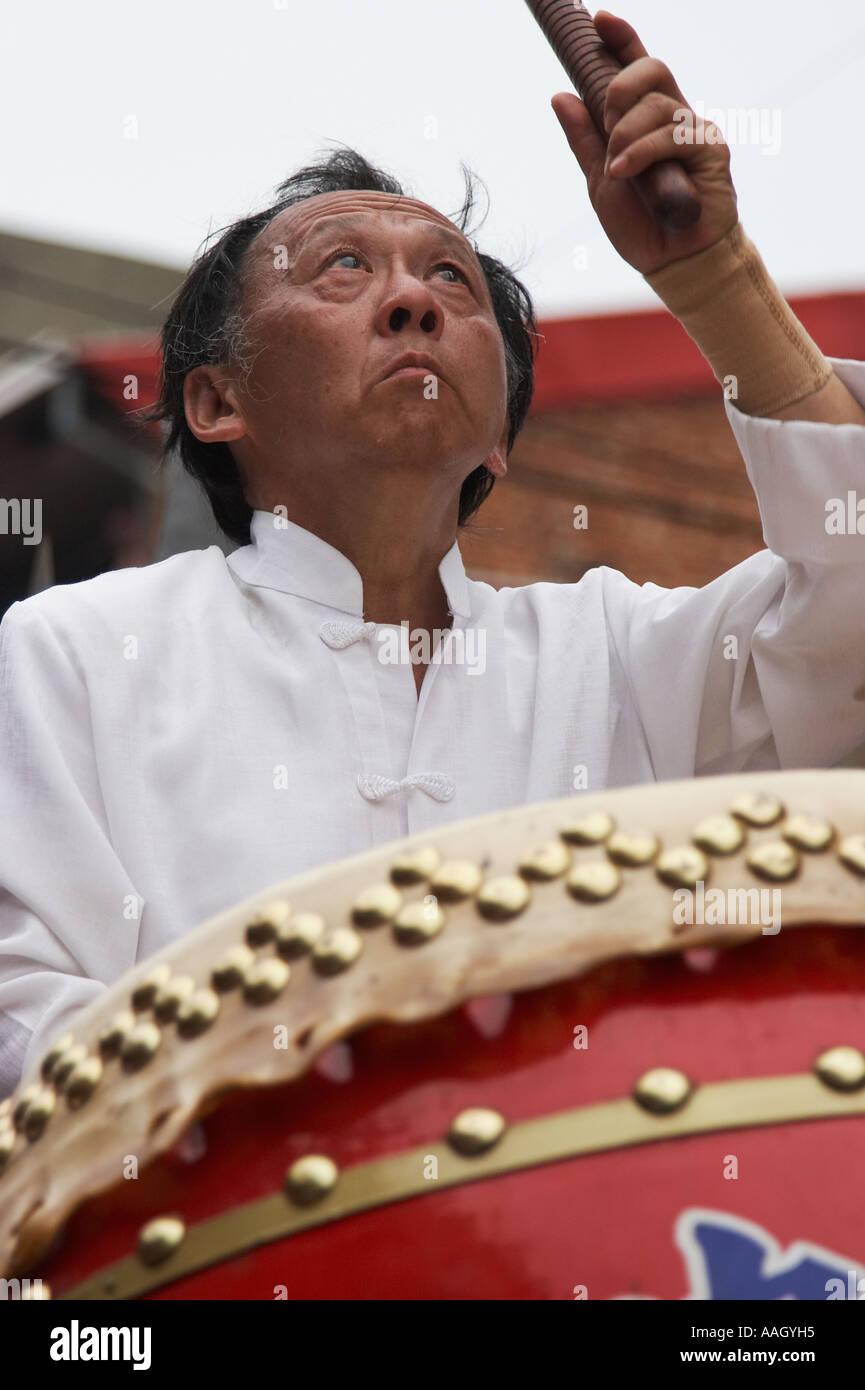 Man Playing Drum At Matsu Festival Stock Photo