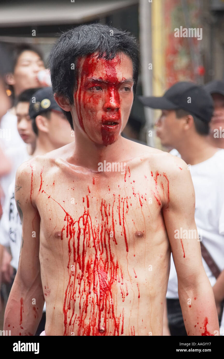 Matsu Devotee With Self-Inflicted Wounds Stock Photo