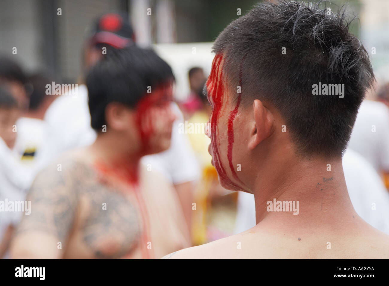 Matsu Devotees With Self-Inflicted Wounds Stock Photo