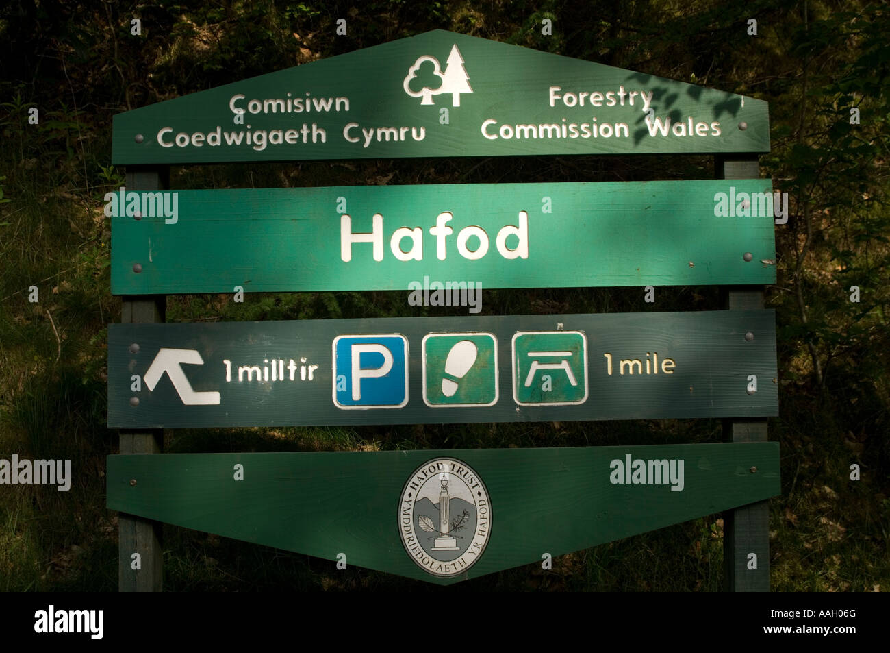 Sign for the Hafod Forest managed estate, Forestry Commission for Wales, Pontrhydygroes