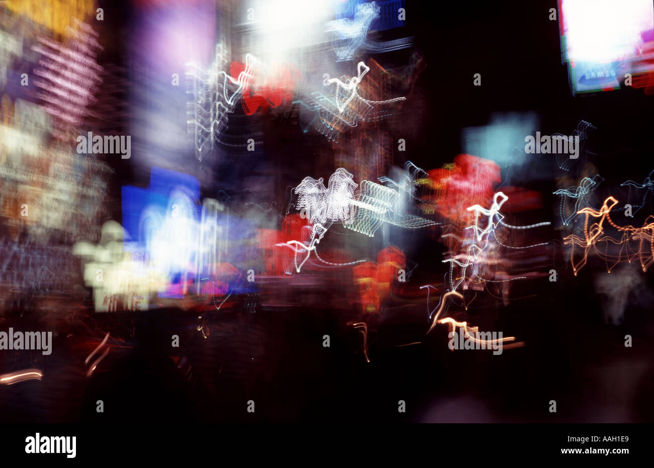 Artistic blur of neon in Times Square New York City NY New York State ...